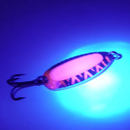 Blue Fox Pixee UV , 1/2oz Nickel / Glow UV Glow in UV light, Fluorescent fishing spoon #2352