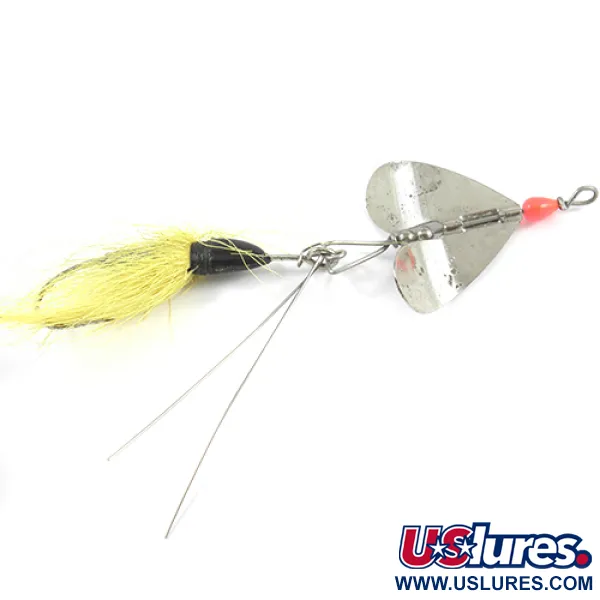 Vintage Blue Fox, 1/2oz Nickel / Yellow / Bucktail spinning lure #2393