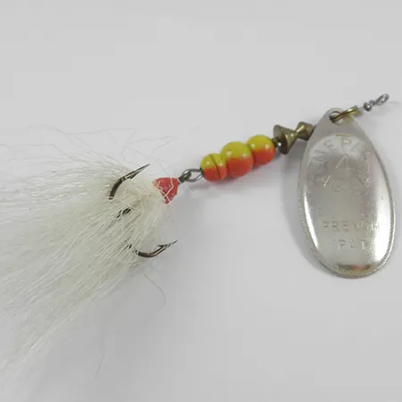 Vintage Mepps Aglia 4 dressed (bucktail), 1/3oz Nickel spinning lure #2394