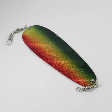 Vintage Shasta Tackle Sling Blade Dodger, 1/2oz Red / Green / Nickel fishing spoon #2402