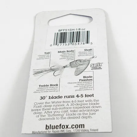 Blue Fox Flash Deep Runner, 1/8oz Silver / Rainbow spinning lure #2409