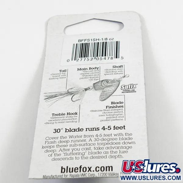 Blue Fox Flash Deep Runner, 1/8oz Silver / Rainbow spinning lure #2409