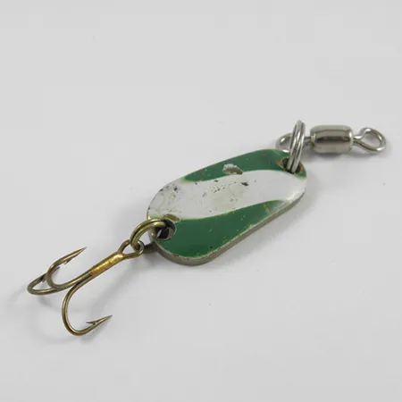 Vintage Luhr Jensen, 1/4oz White / Green / Brass fishing spoon #2421