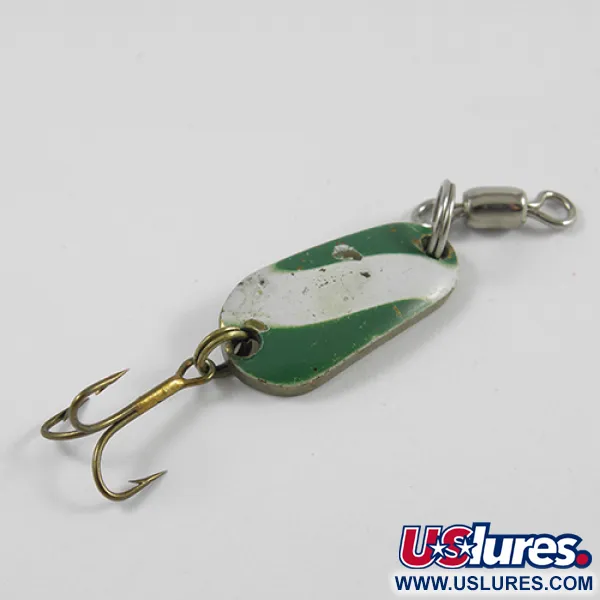 Vintage   Luhr Jensen, 1/4oz White / Green / Brass fishing spoon #2421