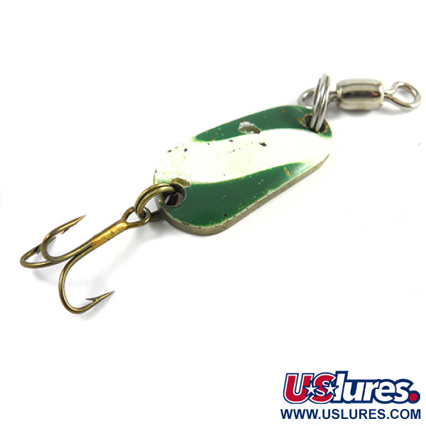 Vintage   Luhr Jensen, 1/4oz White / Green / Brass fishing spoon #2421