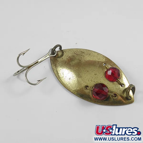 Vintage Hofschneider Red Eye junior, 2/5oz Brass / Red Eyes fishing spoon #2425