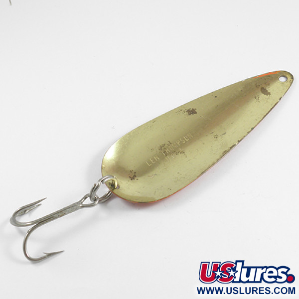 Vintage   Len Thompson #4, 1 1/2oz Red / Black / Brass fishing spoon #2454