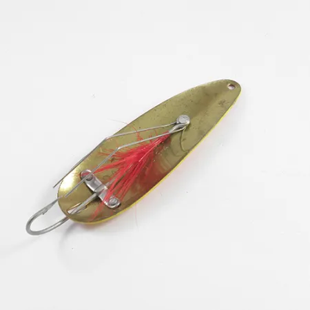 Vintage Eppinger Weedless Dardevle, 1oz Yellow / Red / Brass fishing spoon #2456