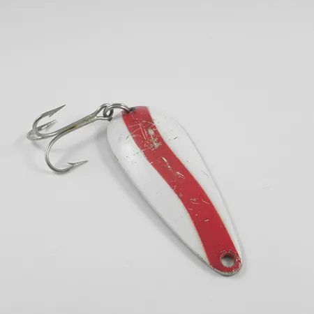 Vintage Len Thompson #2, 1oz Red / White / Brass fishing spoon #2460