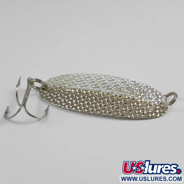 Vintage   Williams Wabler W50, 1/2oz Hammered Silver / Gold fishing spoon #2468