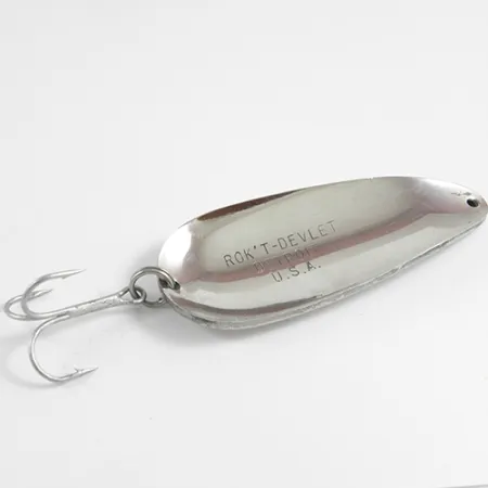 Vintage Eppinger Dardevle Rok't Devlet, 1 1/4oz Nickel fishing spoon #2505