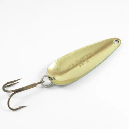 Len Thompson #2, 1oz Green / Black / Brass fishing spoon #2517