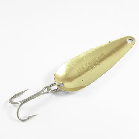 Vintage Len Thompson #2, 1oz Black / White / Brass fishing spoon #2518