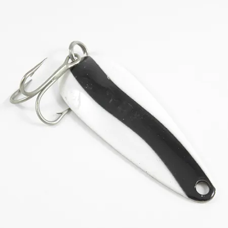 Vintage Len Thompson #2, 1oz Black / White / Brass fishing spoon #2518