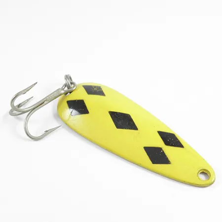 Vintage Len Thompson #2 2519, 1oz Yellow / Black / Brass fishing spoon #2519