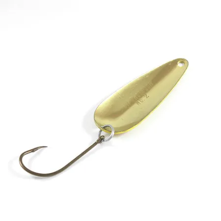 Vintage Len Thompson #2, 1oz Five of Diamonds (Red / Yellow / Brass) fishing spoon #2520