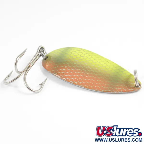 Vintage  Seneca Little Cleo (Hula Girl), 3/4oz Yellow / Orange / Green / Nickel fishing spoon #2541