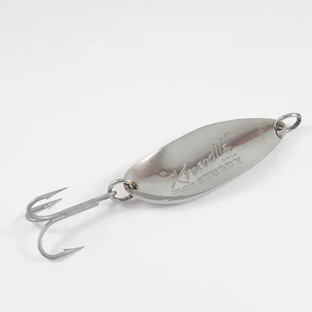 Vintage Luhr Jensen Lil' Kroc (Krocodile Stubby), 3/4oz Nickel / Red fishing spoon #2542