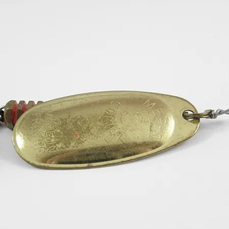 Vintage Mepps Comet 5 Dressed, 1/2oz Brass / Red spinning lure #2568