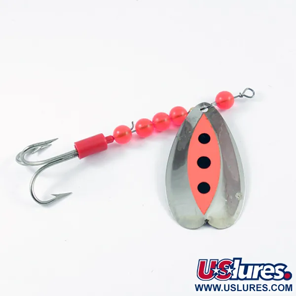 Vintage  Luhr Jensen Les Davis Bolo, 1/3oz Nickel / Red spinning lure #2572