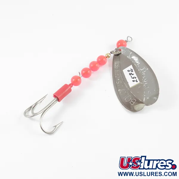 Vintage  Luhr Jensen Les Davis Bolo, 1/3oz Nickel / Red spinning lure #2572