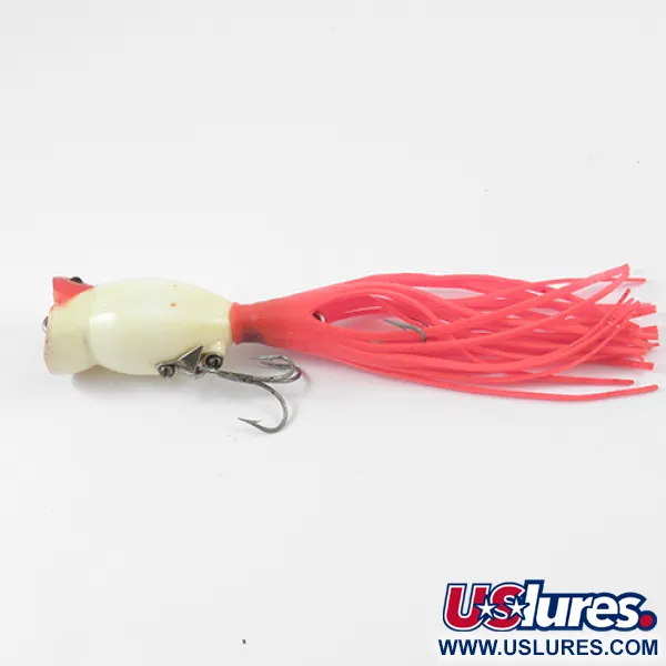 Vintage   Fred Arbogast Hula Popper, 1/4oz Red / White fishing lure #2577