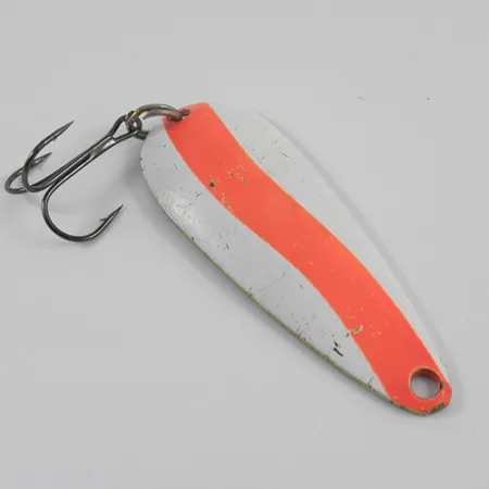 Vintage Len Thompson #2, 1oz White / Fluorescent Orange / Brass fishing spoon #2578