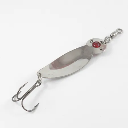 Vintage Gibbs One Eye Wiggler, 3/5oz Nickel / Red Eye fishing spoon #2586