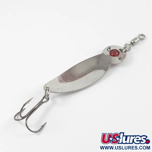 Vintage   Gibbs One Eye Wiggler, 3/5oz Nickel / Red Eye fishing spoon #2586