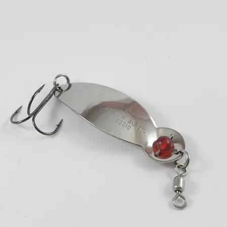 Vintage Gibbs One Eye Wiggler, 3/5oz Nickel / Red Eye fishing spoon #2586