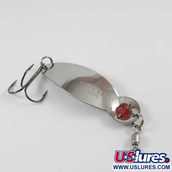 Vintage   Gibbs One Eye Wiggler, 3/5oz Nickel / Red Eye fishing spoon #2586