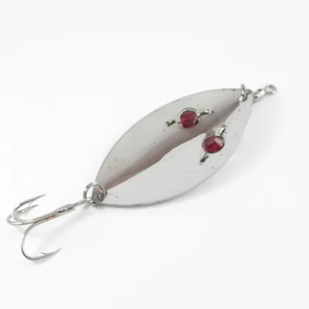 Vintage Gibbs Ruby Eye Wiggler, 1 1/4oz Nickel / Red Eyes fishing spoon #2587