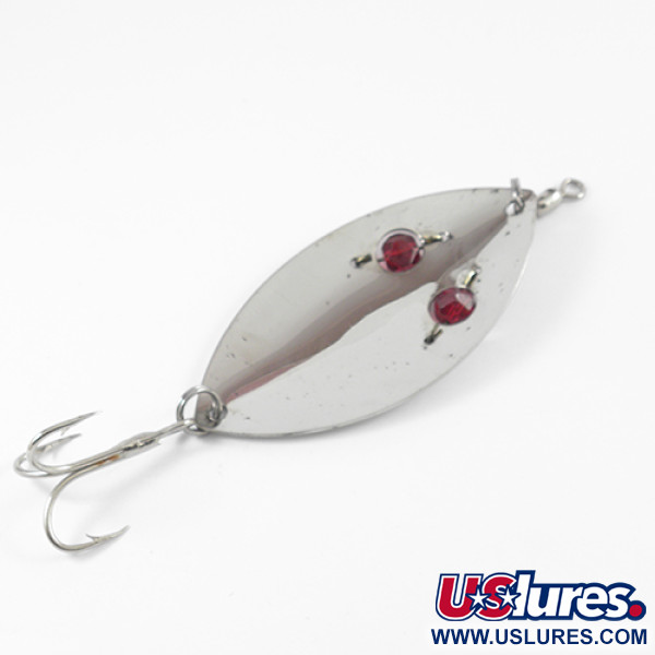 Vintage   Gibbs Ruby Eye Wiggler, 1 1/4oz Nickel / Red Eyes fishing spoon #2587