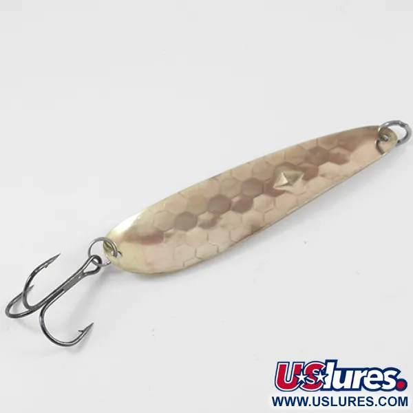 Vintage Luhr Jensen Diamond King 4, 1/2oz Hammered Gold fishing spoon #2588
