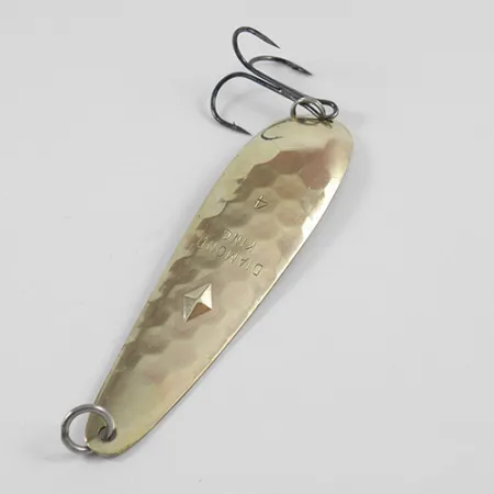 Vintage Luhr Jensen Diamond King 4, 1/2oz Hammered Gold fishing spoon #2588