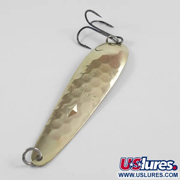 Vintage Luhr Jensen Diamond King 4, 1/2oz Hammered Gold fishing spoon #2588