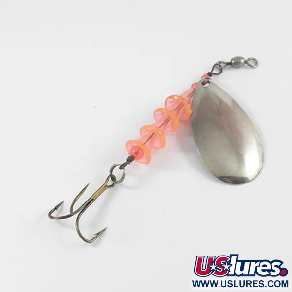 Vintage Lucky Strike Spoon, 1/3oz Nickel / Red spinning lure #2596