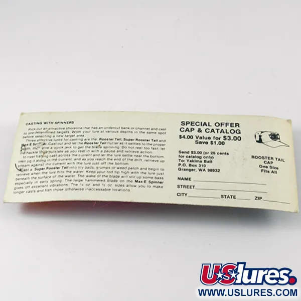  Yakima Bait Worden’s Original Rooster Tail 6, 1/2oz Silver / Pink spinning lure #2597