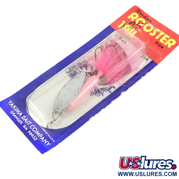  Yakima Bait Worden’s Original Rooster Tail 6, 1/2oz Silver / Pink spinning lure #2597