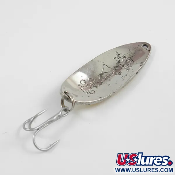 Vintage Seneca Little Cleo (Hula Girl), 2/3oz Yellow / Green / Nickel fishing spoon #2605