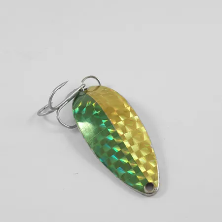 Vintage Seneca Little Cleo (Hula Girl), 2/3oz Yellow / Green / Nickel fishing spoon #2605