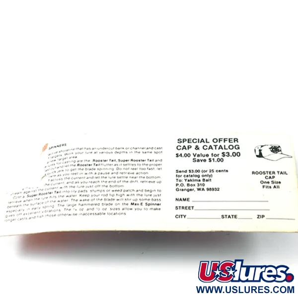  Yakima Bait Worden’s Original Rooster Tail 6, 1/2oz Silver / Pink spinning lure #2608