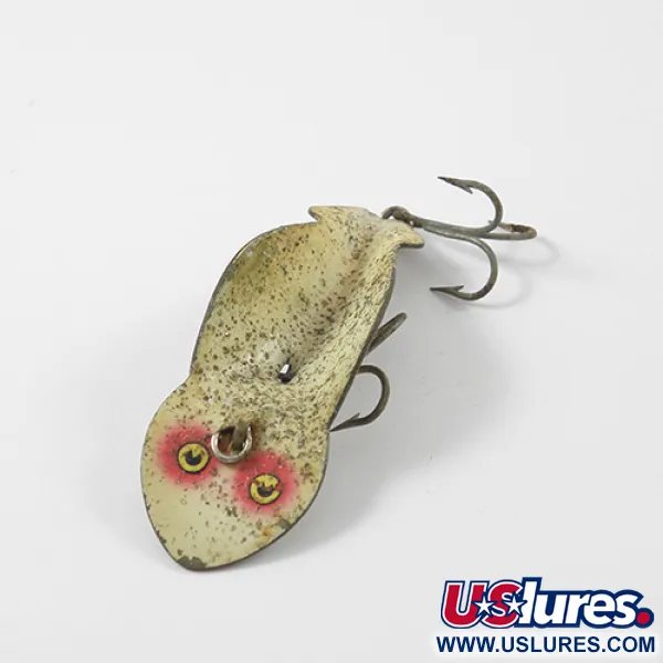 Vintage   Buck Perry spoonplug, 1/3oz Ivory / Red / Glitter fishing spoon #2653