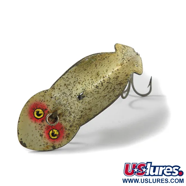 Vintage   Buck Perry spoonplug, 1/3oz Ivory / Red / Glitter fishing spoon #2653