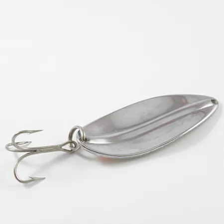 Vintage TODDCO Main liner Glow, 3/4oz Glow in Dark White / Fluorescent Red / Nickel fishing spoon #2662