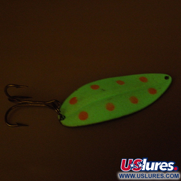 Vintage   Main liner Glow, 3/4oz Glow in Dark White / Fluorescent Red / Nickel fishing spoon #2662