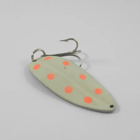 Vintage TODDCO Main liner Glow, 3/4oz Glow in Dark White / Fluorescent Red / Nickel fishing spoon #2662