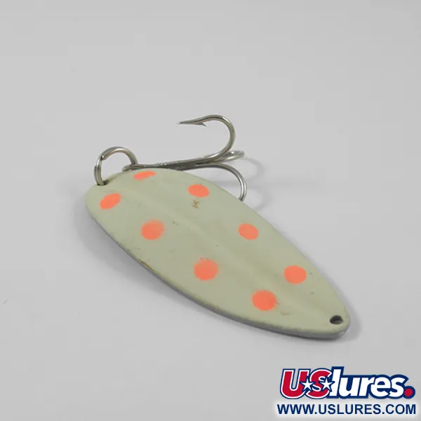 Vintage  TODDCO Main liner Glow, 3/4oz Glow in Dark White / Fluorescent Red / Nickel fishing spoon #2662