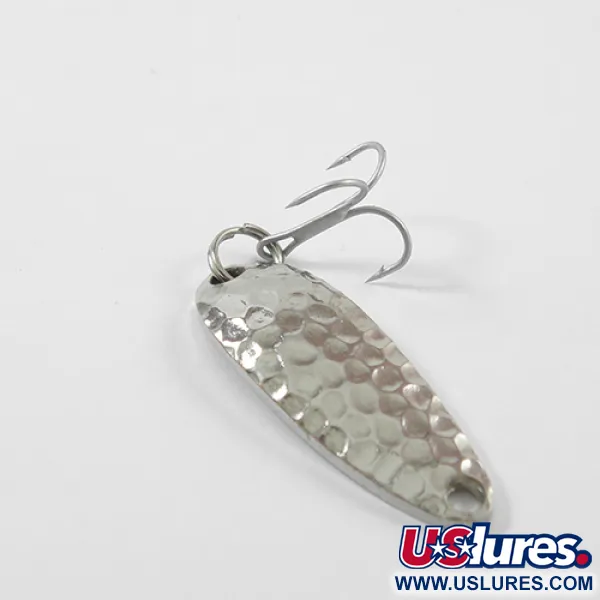 Vintage  Luhr Jensen Krocodile, 1/4oz Hammered Nickel fishing spoon #2682