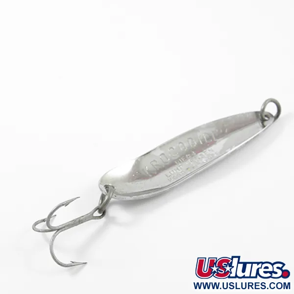 Vintage Luhr Jensen Krocodile Die #4, 1/2oz Hammered Nickel / Blue fishing spoon #2683